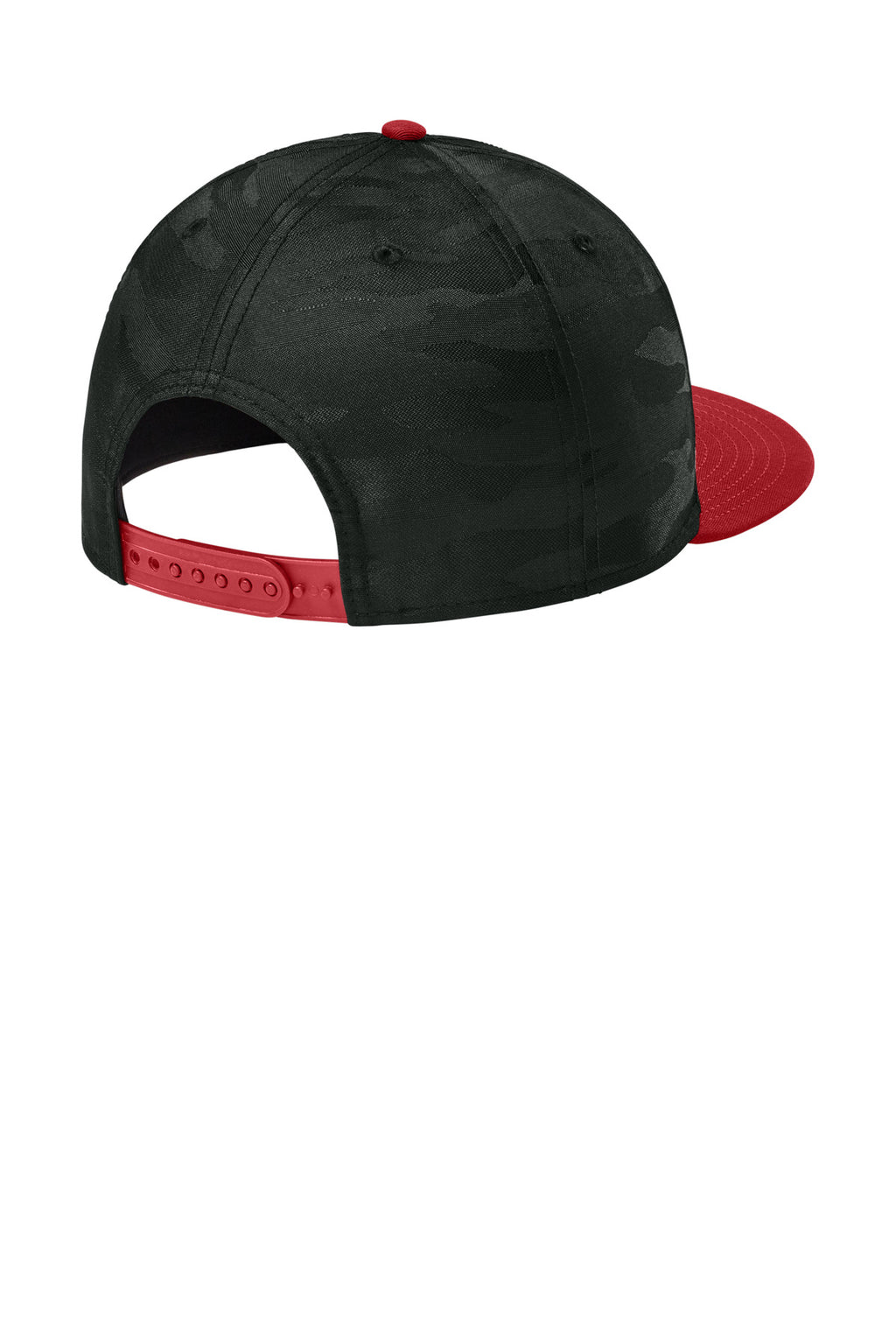 New Era Camo Flat Bill Snapback Cap NE407 - Flag Scarlet/ Black Camo - back