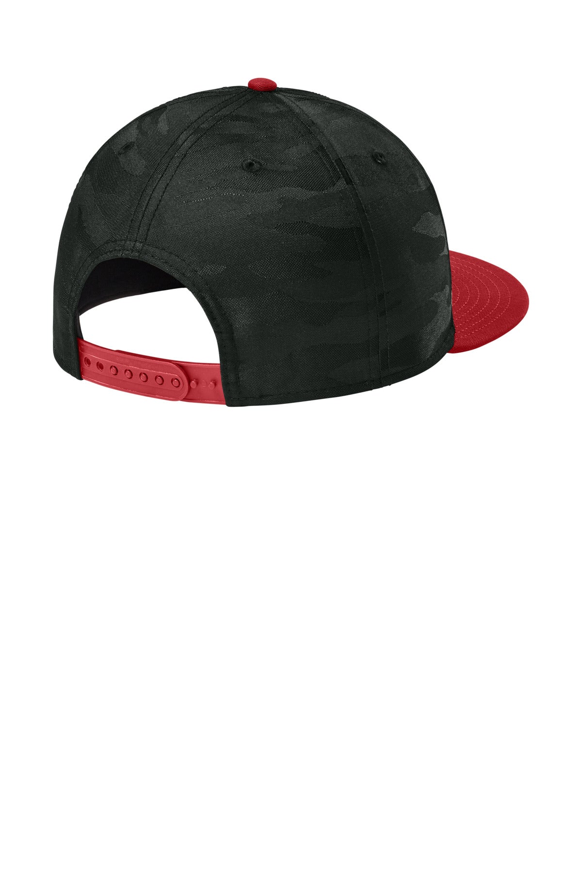 New Era Camo Flat Bill Snapback Cap NE407 - Flag Scarlet/ Black Camo - back