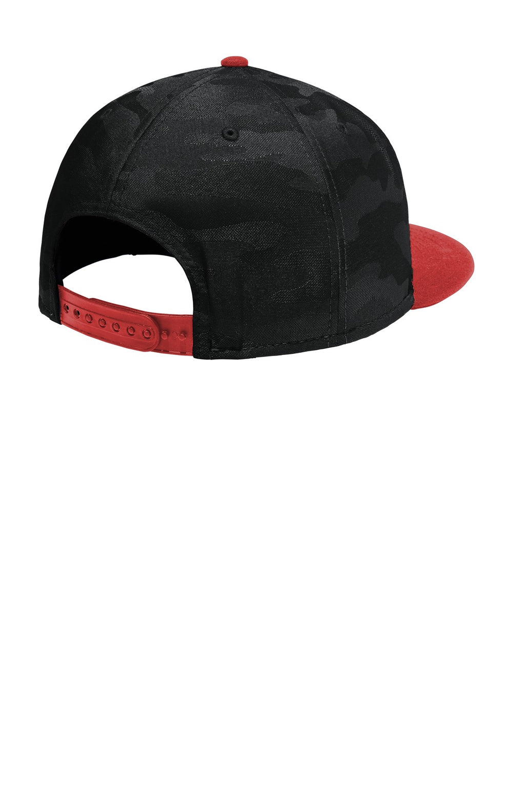 New Era Camo Flat Bill Snapback Cap NE407 - Scarlet/ Black Camo - back