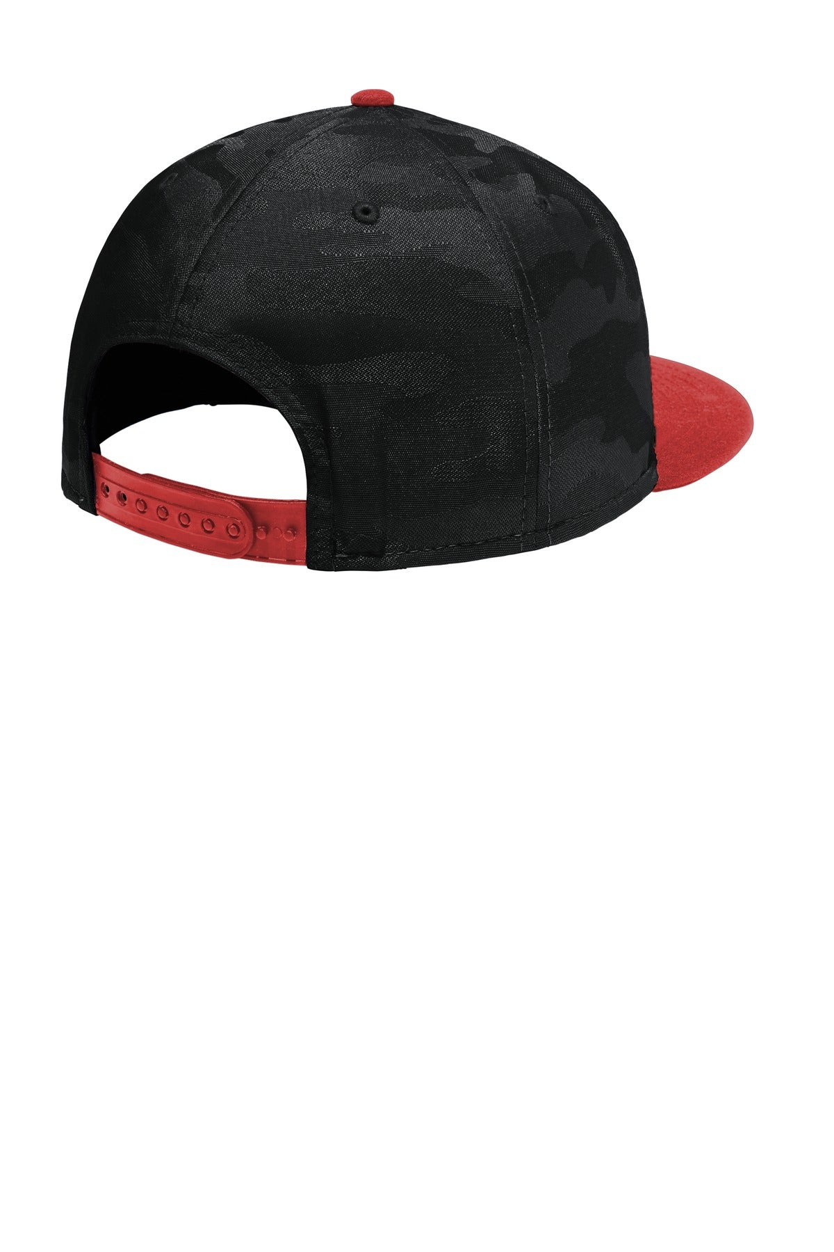 New Era Camo Flat Bill Snapback Cap NE407 - Scarlet/ Black Camo - back