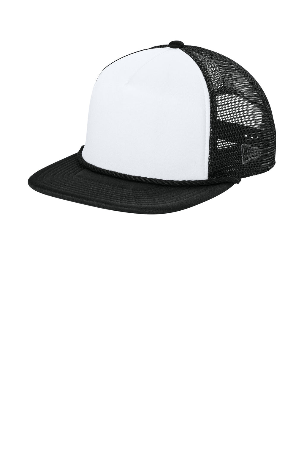 New Era Foam Rope Trucker Cap NE410 - White/ Black/ Black - front
