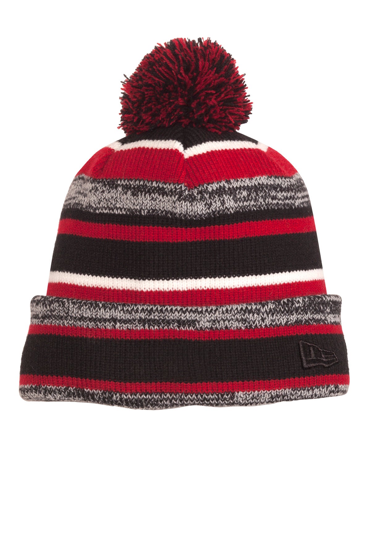 New Era Sideline Beanie. NE902 - Black/ Scarlet - front