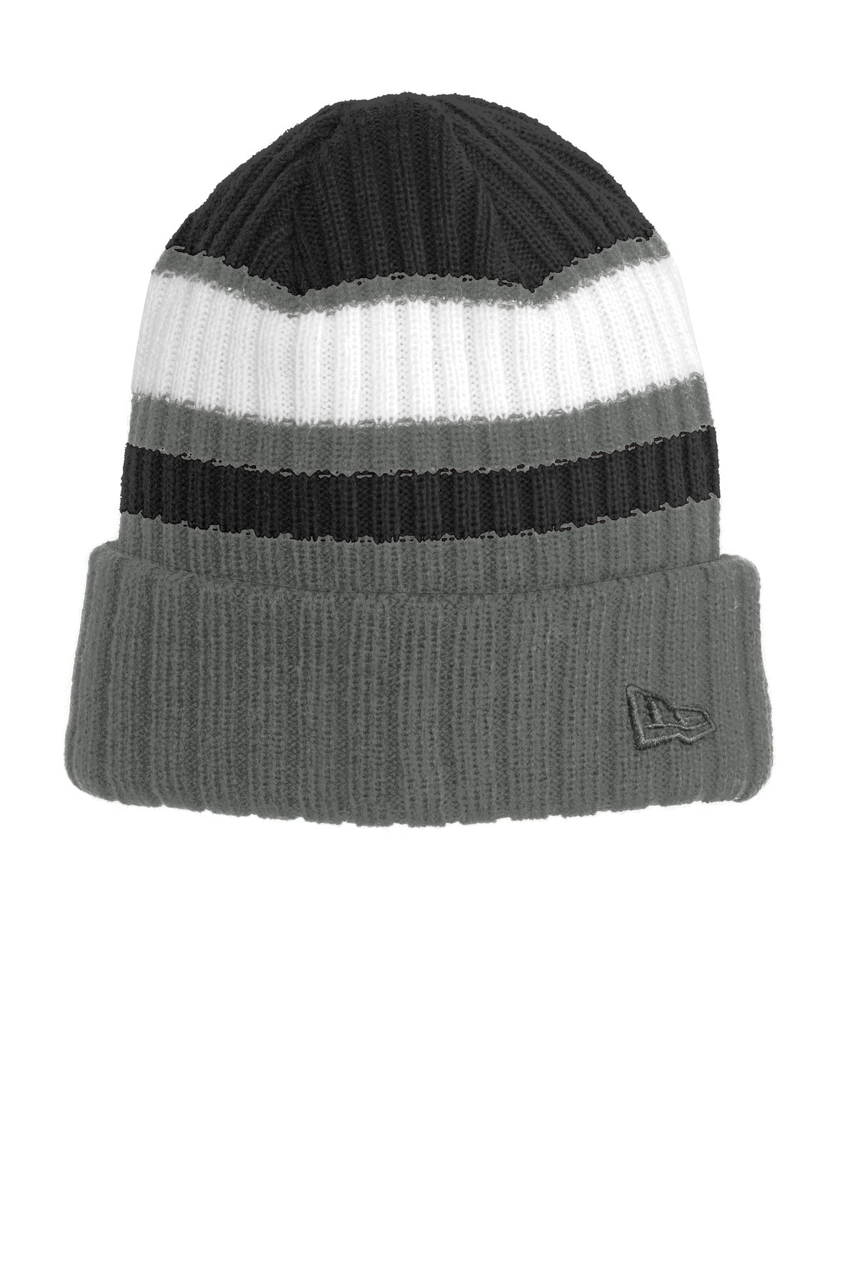 New Era Ribbed Tailgate Beanie. NE903 - Black/ Graphite - front