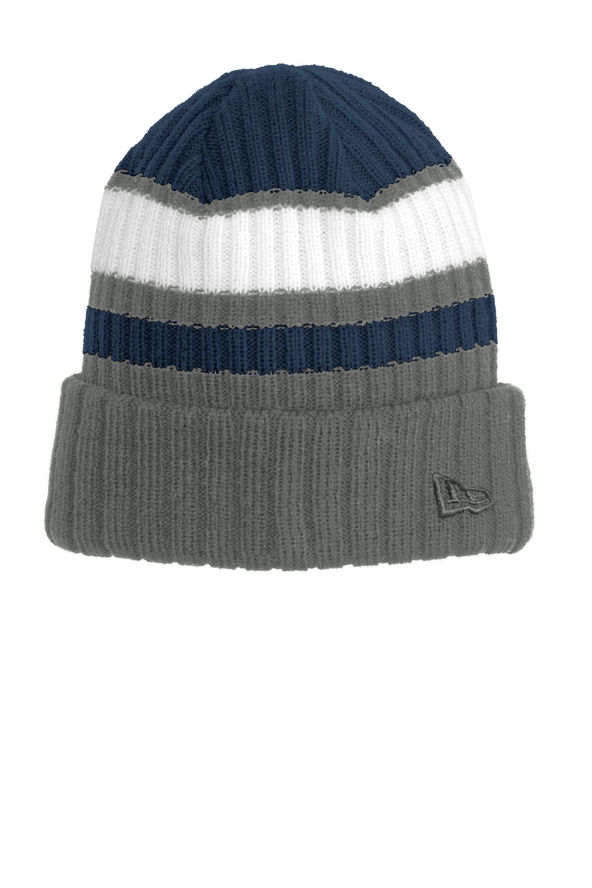 New Era Ribbed Tailgate Beanie. NE903 - Navy/ Graphite - front