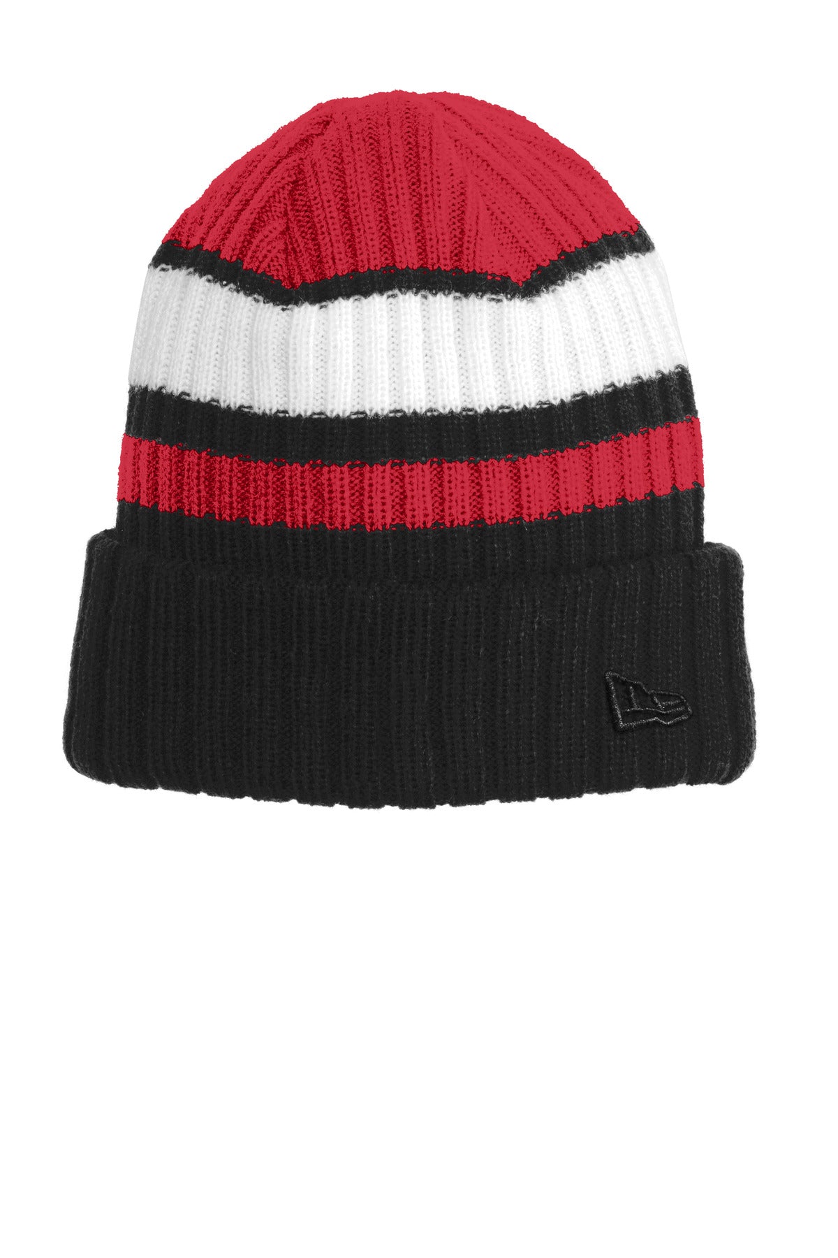 New Era Ribbed Tailgate Beanie. NE903 - Red/ Black - front