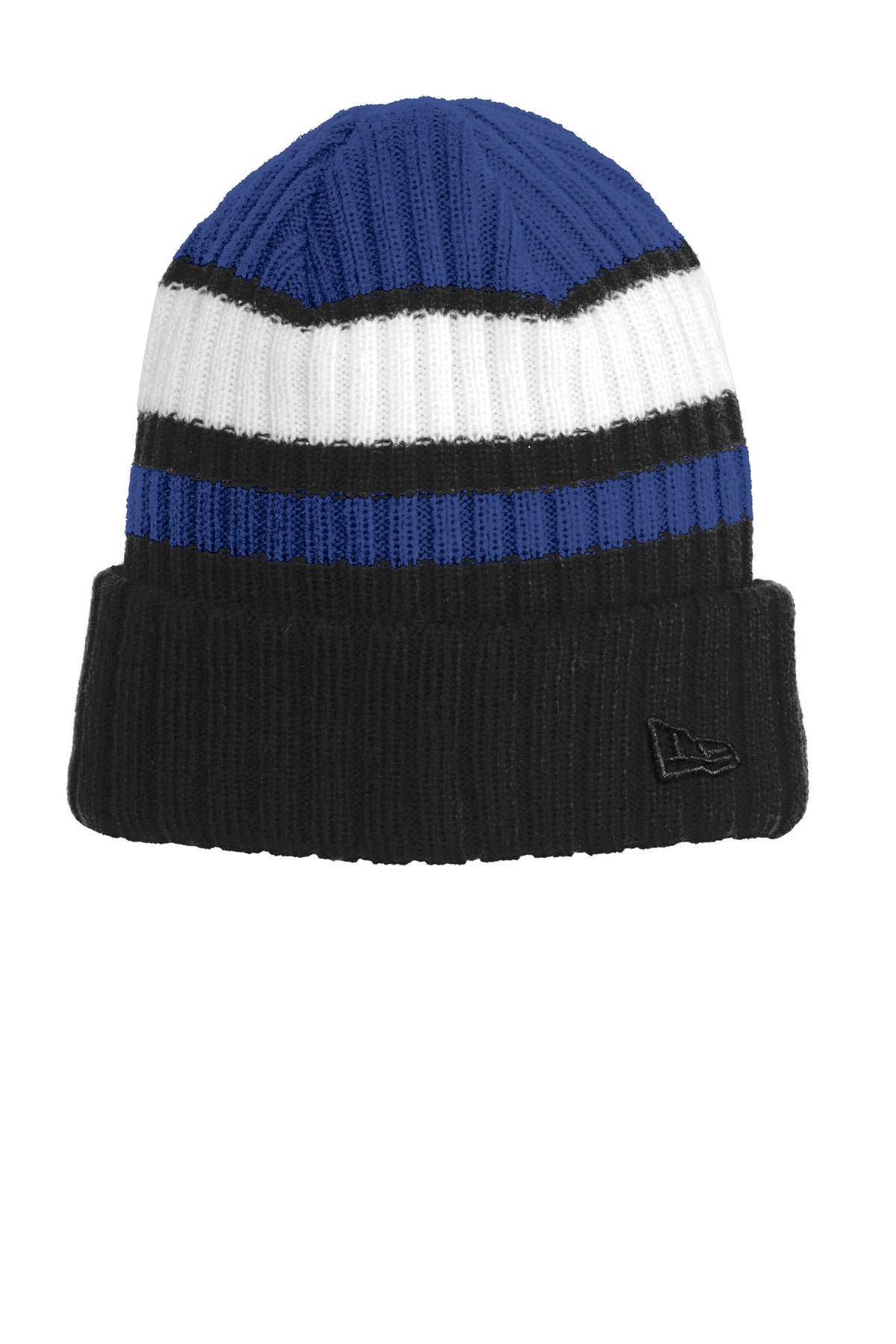 New Era Ribbed Tailgate Beanie. NE903 - Royal/ Black - front