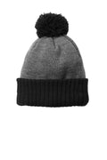 New Era Colorblock Cuffed Beanie. NE904 - Black/ Heather Grey - front