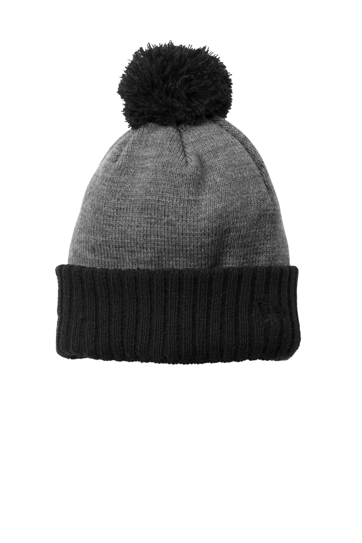 New Era Colorblock Cuffed Beanie. NE904 - Black/ Heather Grey - front