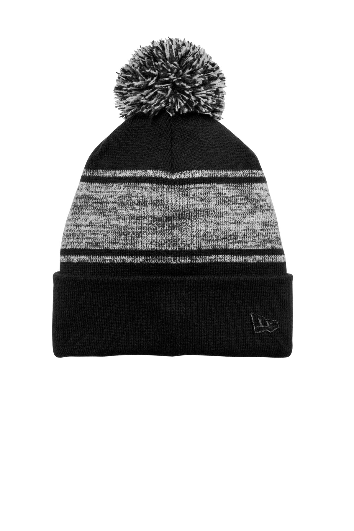 New Era Knit Chilled Pom Beanie NE909 - Black/ Graphite - front