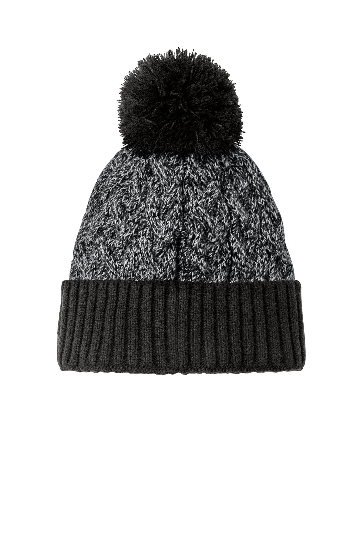 New Era Marled Knit Pom Beanie NE910 - Black/ Graphite/ White - back