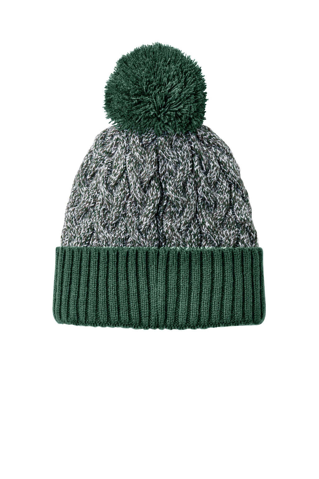 New Era Marled Knit Pom Beanie NE910 - Dark Green/ Graphite/ White - back