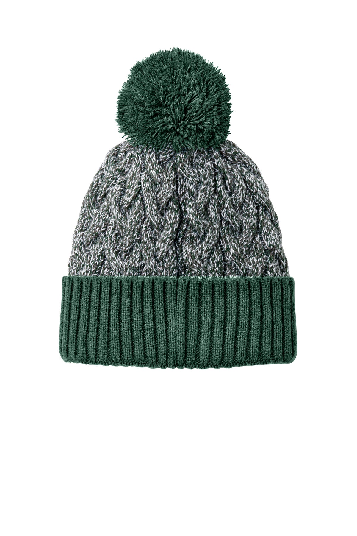 New Era Marled Knit Pom Beanie NE910 - Dark Green/ Graphite/ White - back