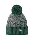 New Era Marled Knit Pom Beanie NE910 - Dark Green/ Graphite/ White - front