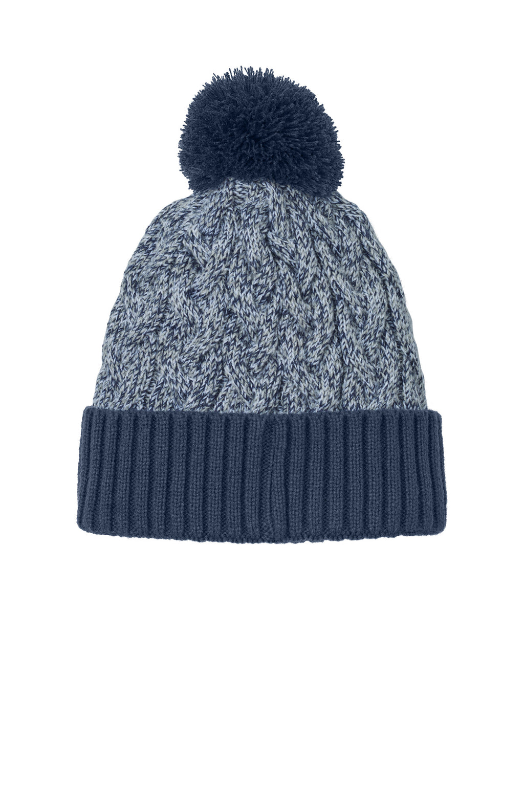 New Era Marled Knit Pom Beanie NE910 - Deep Navy/ Grey/ White - back