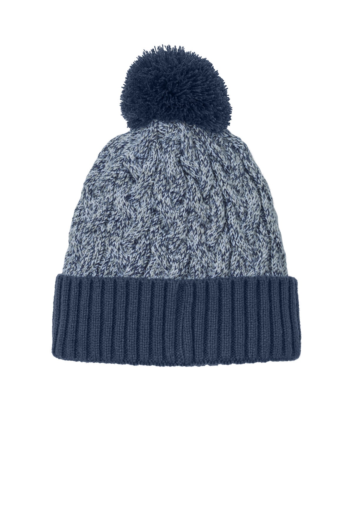 New Era Marled Knit Pom Beanie NE910 - Deep Navy/ Grey/ White - back