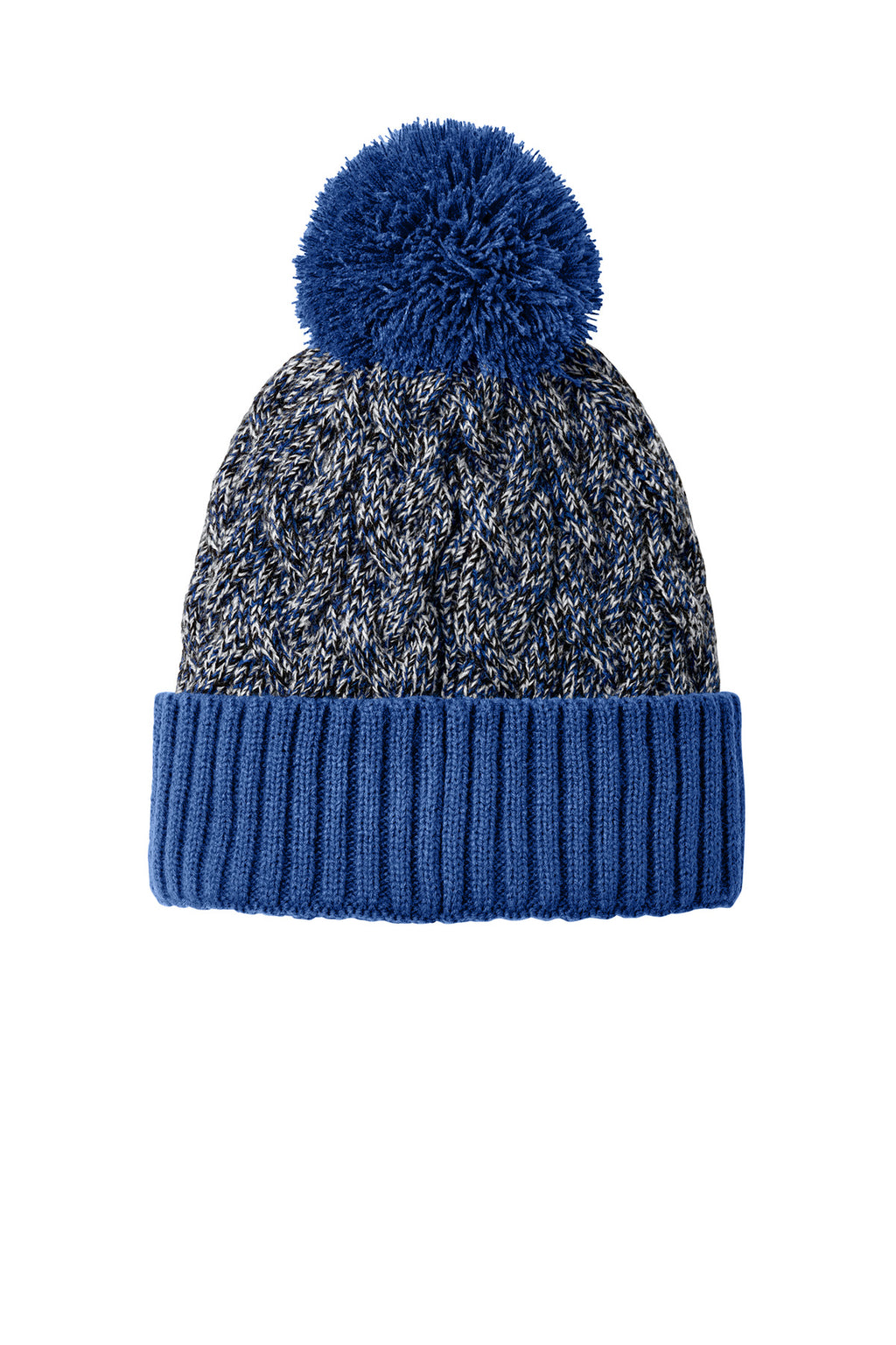 New Era Marled Knit Pom Beanie NE910 - Royal/ Black/ White - back
