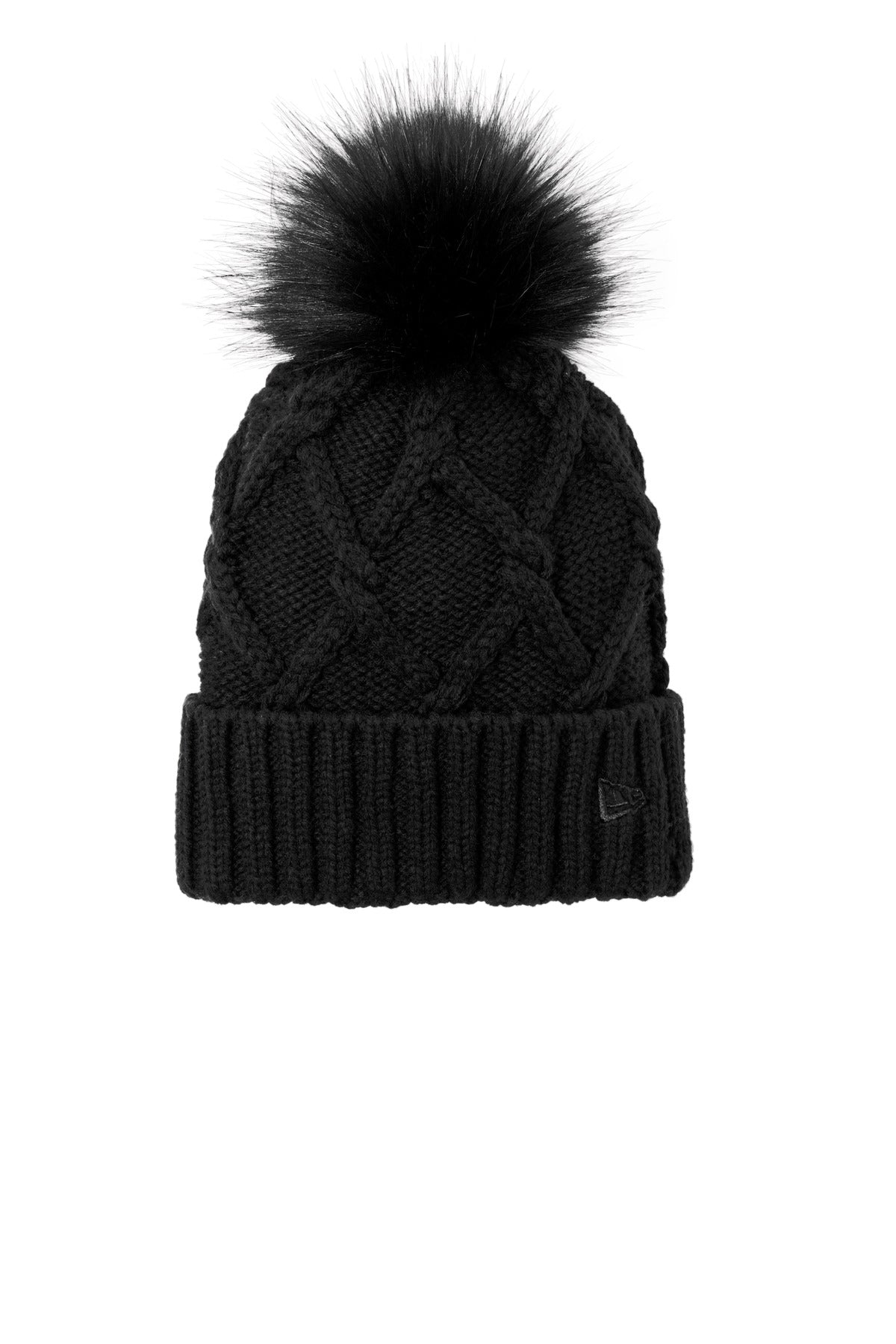 New Era Faux Fur Pom Beanie NE911 - Black - front