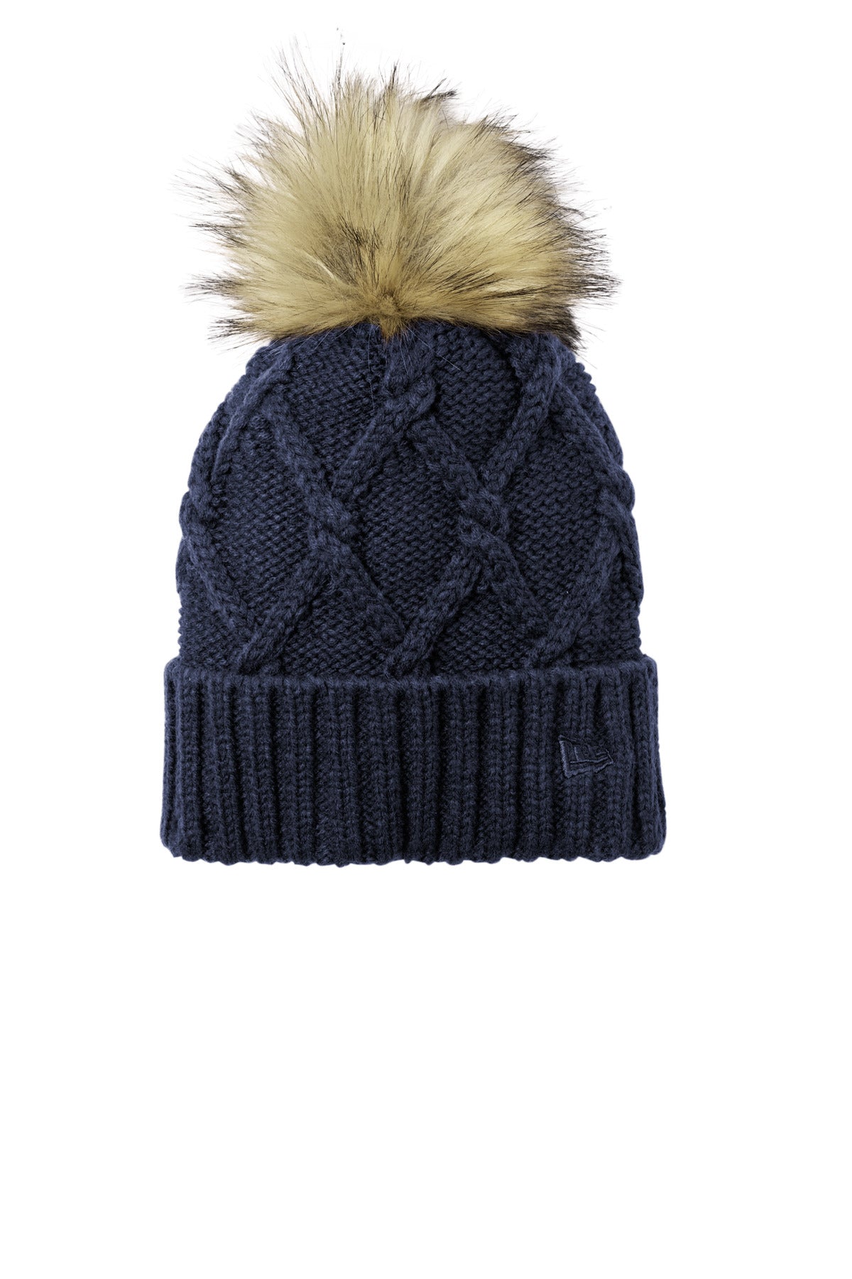 New Era Faux Fur Pom Beanie NE911 - Deep Navy - front