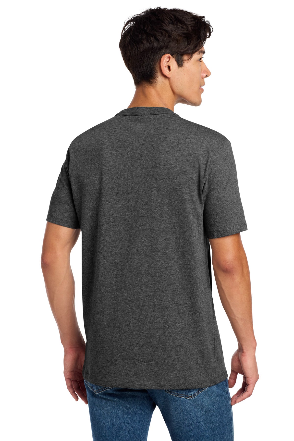 New Era Heritage Blend Crew Tee. NEA100 - Black Heather - back