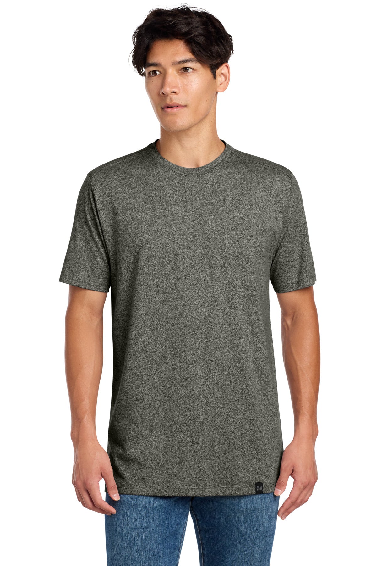 New Era Heritage Blend Crew Tee. NEA100 - Black Twist - front