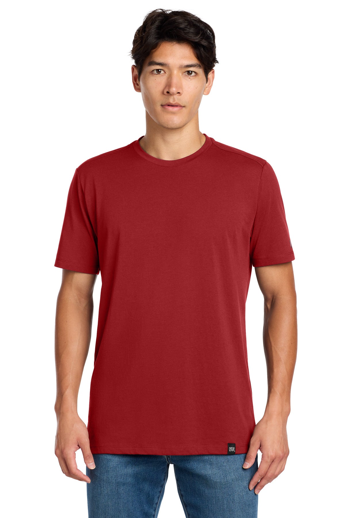 New Era Heritage Blend Crew Tee. NEA100 - Crimson - front