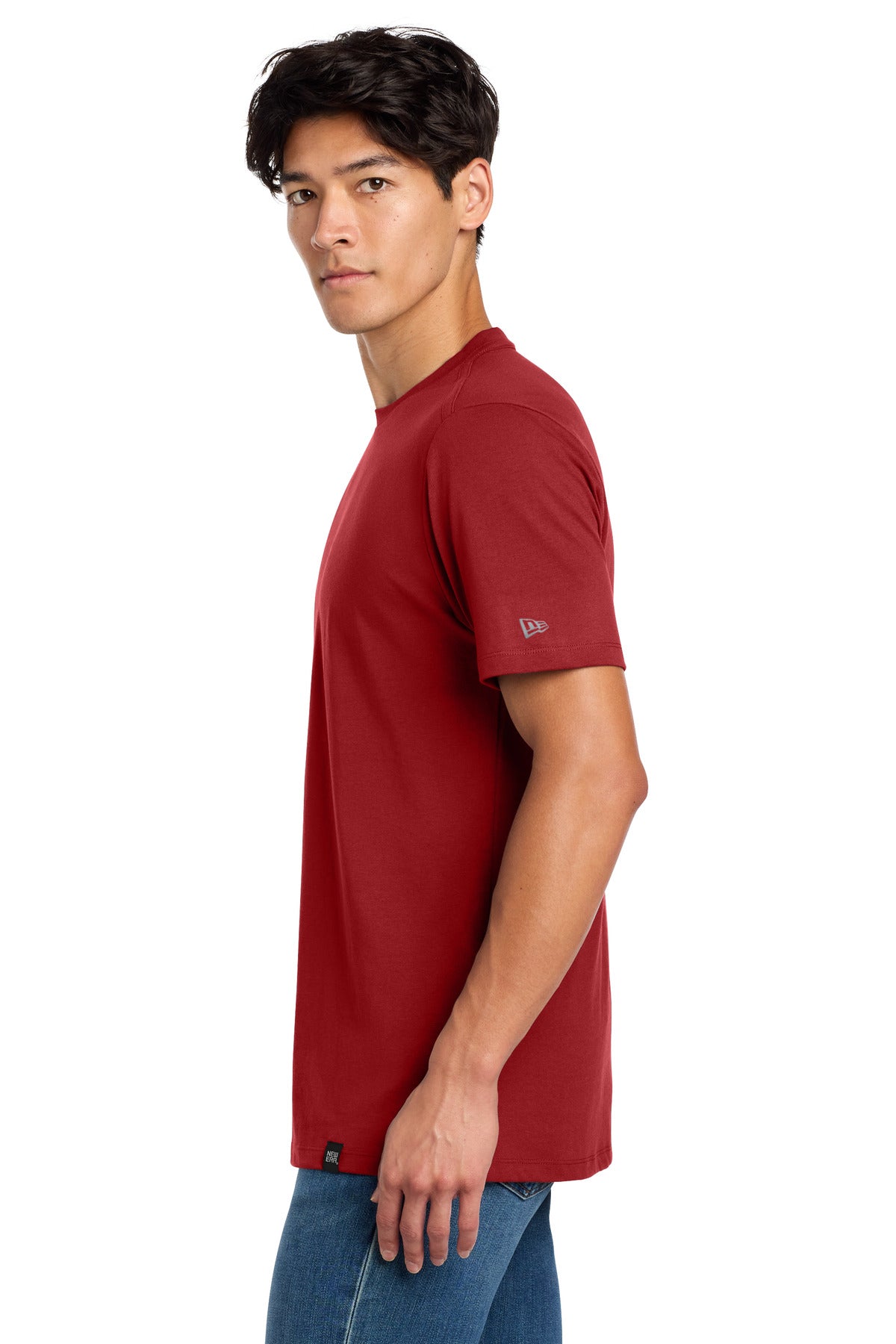 New Era Heritage Blend Crew Tee. NEA100 - Crimson - side