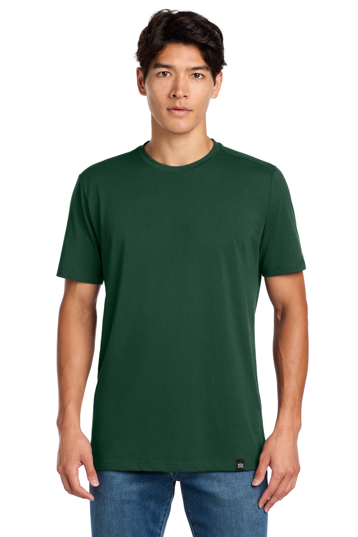 New Era Heritage Blend Crew Tee. NEA100 - Dark Green - front