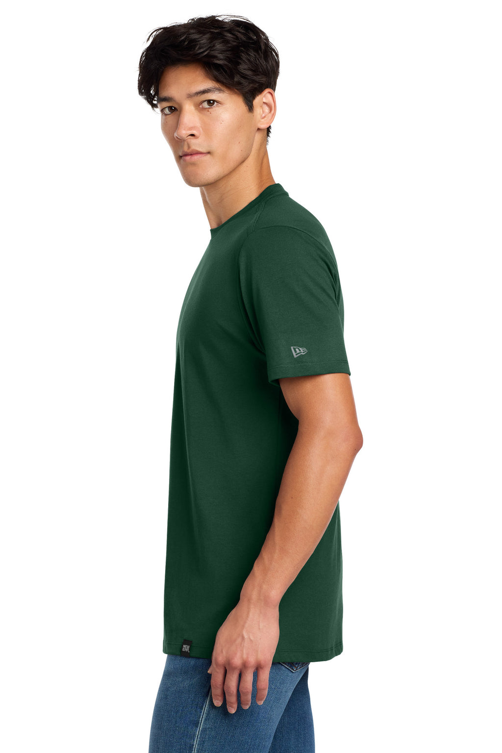 New Era Heritage Blend Crew Tee. NEA100 - Dark Green - side