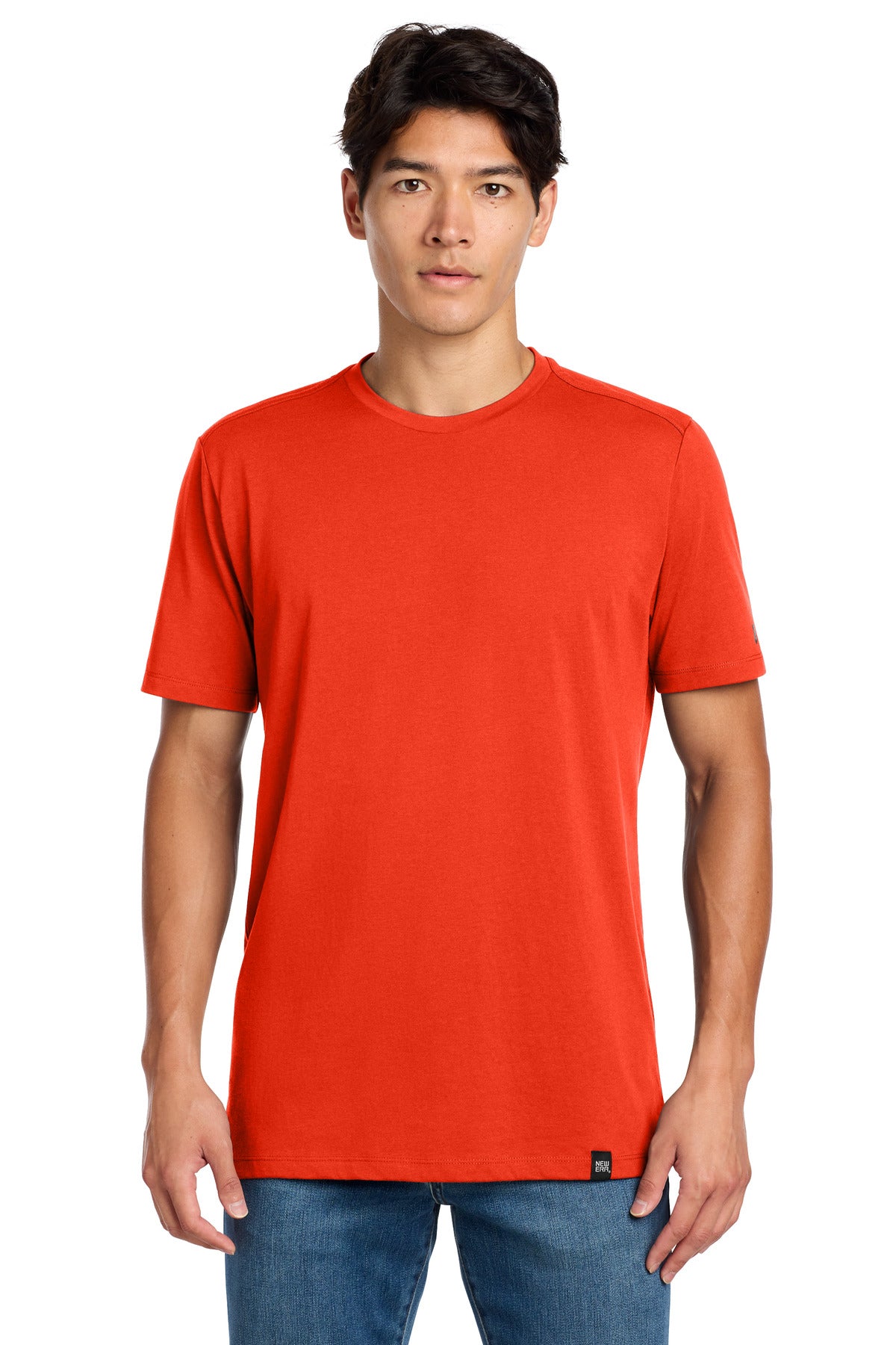 New Era Heritage Blend Crew Tee. NEA100 - Deep Orange - front