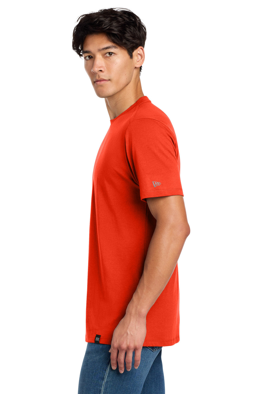 New Era Heritage Blend Crew Tee. NEA100 - Deep Orange - side