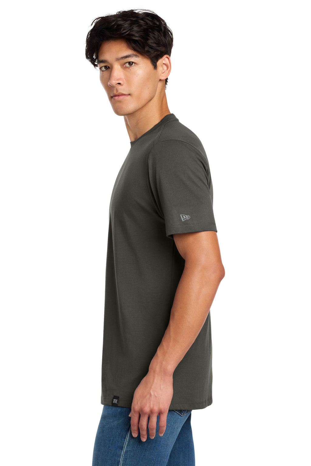 New Era Heritage Blend Crew Tee. NEA100 - Graphite - side