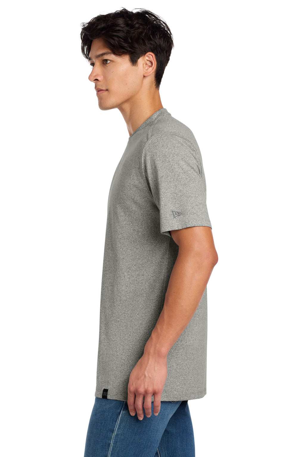 New Era Heritage Blend Crew Tee. NEA100 - Light Graphite Twist - side
