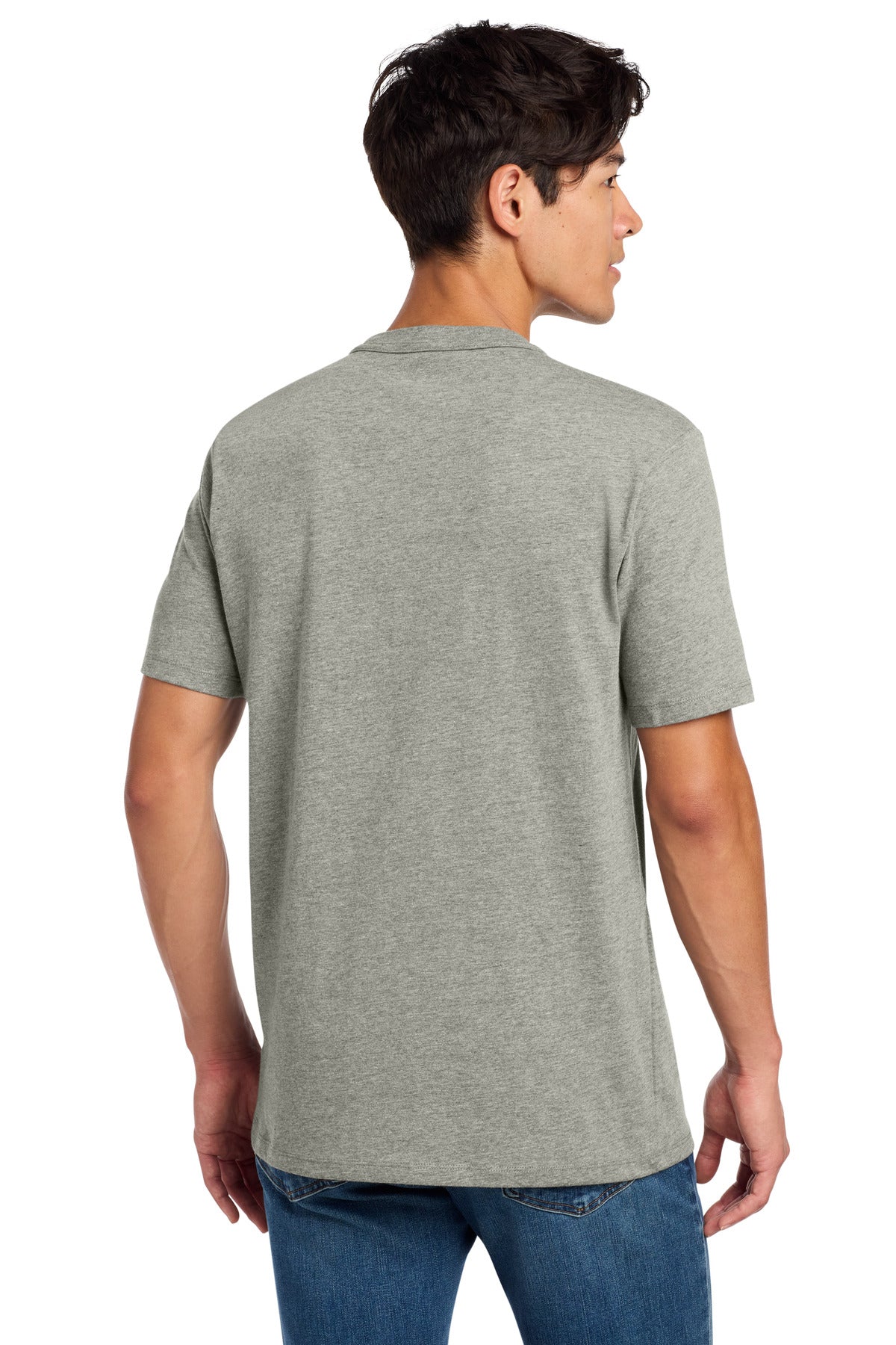 New Era Heritage Blend Crew Tee. NEA100 - Rainstorm Grey Heather - back