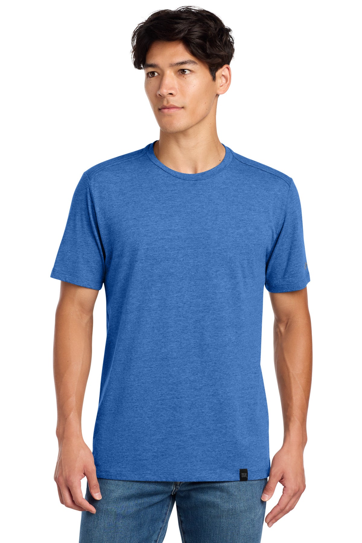New Era Heritage Blend Crew Tee. NEA100 - Royal Heather - front