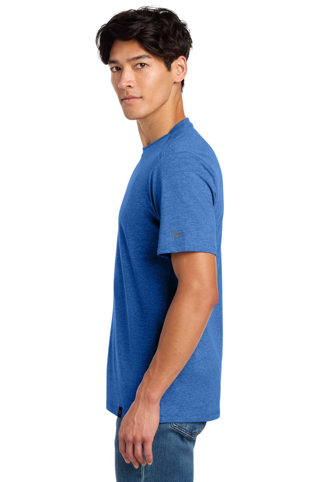 New Era Heritage Blend Crew Tee. NEA100 - Royal Heather - side