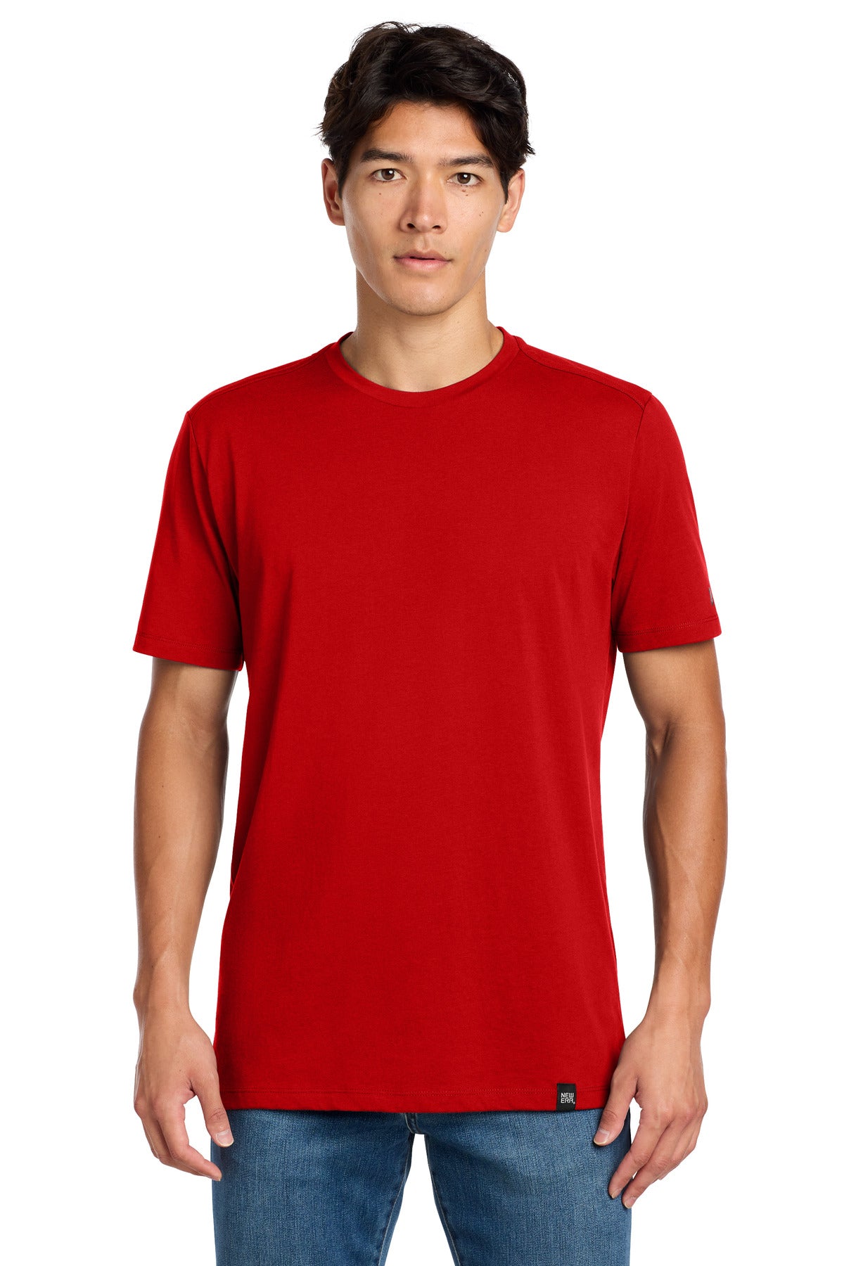 New Era Heritage Blend Crew Tee. NEA100 - Scarlet - front