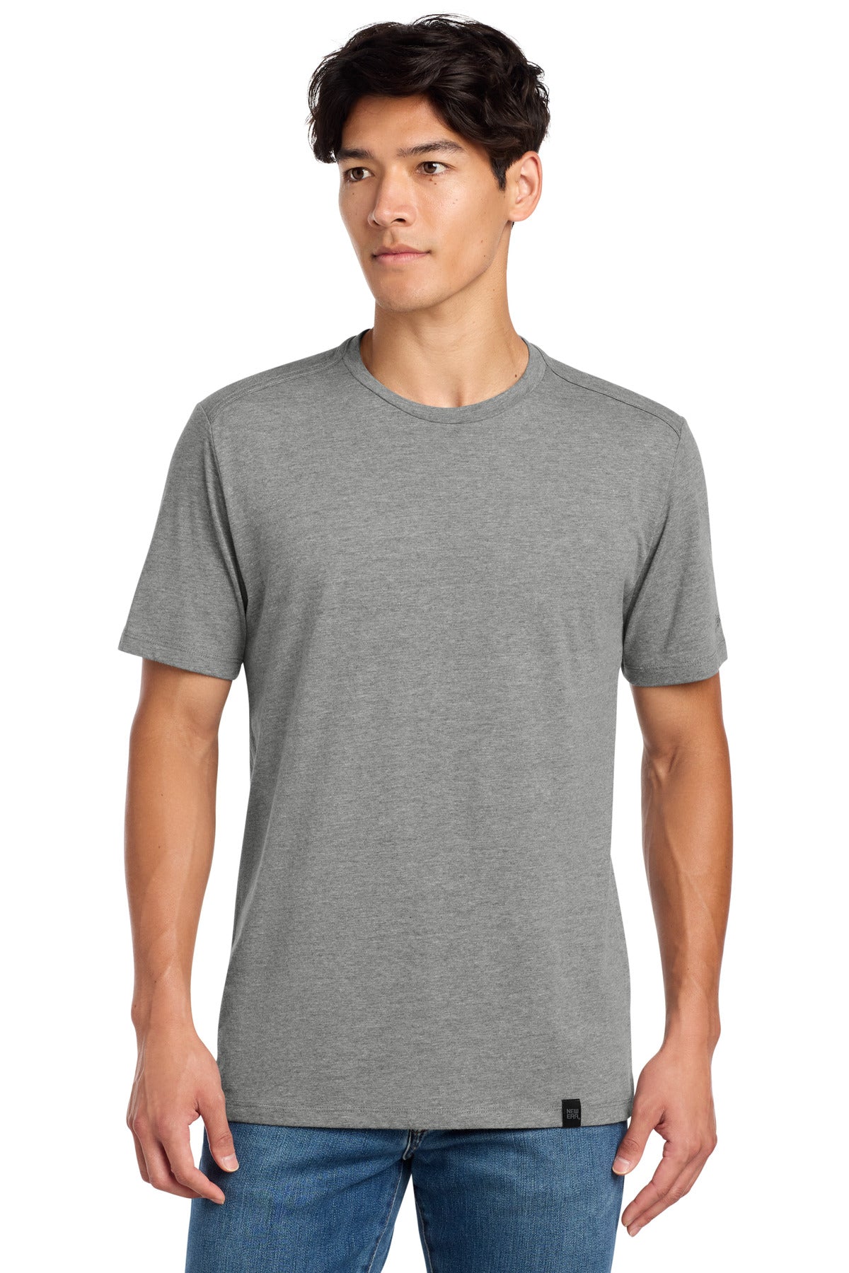 New Era Heritage Blend Crew Tee. NEA100 - Shadow Grey Heather - front
