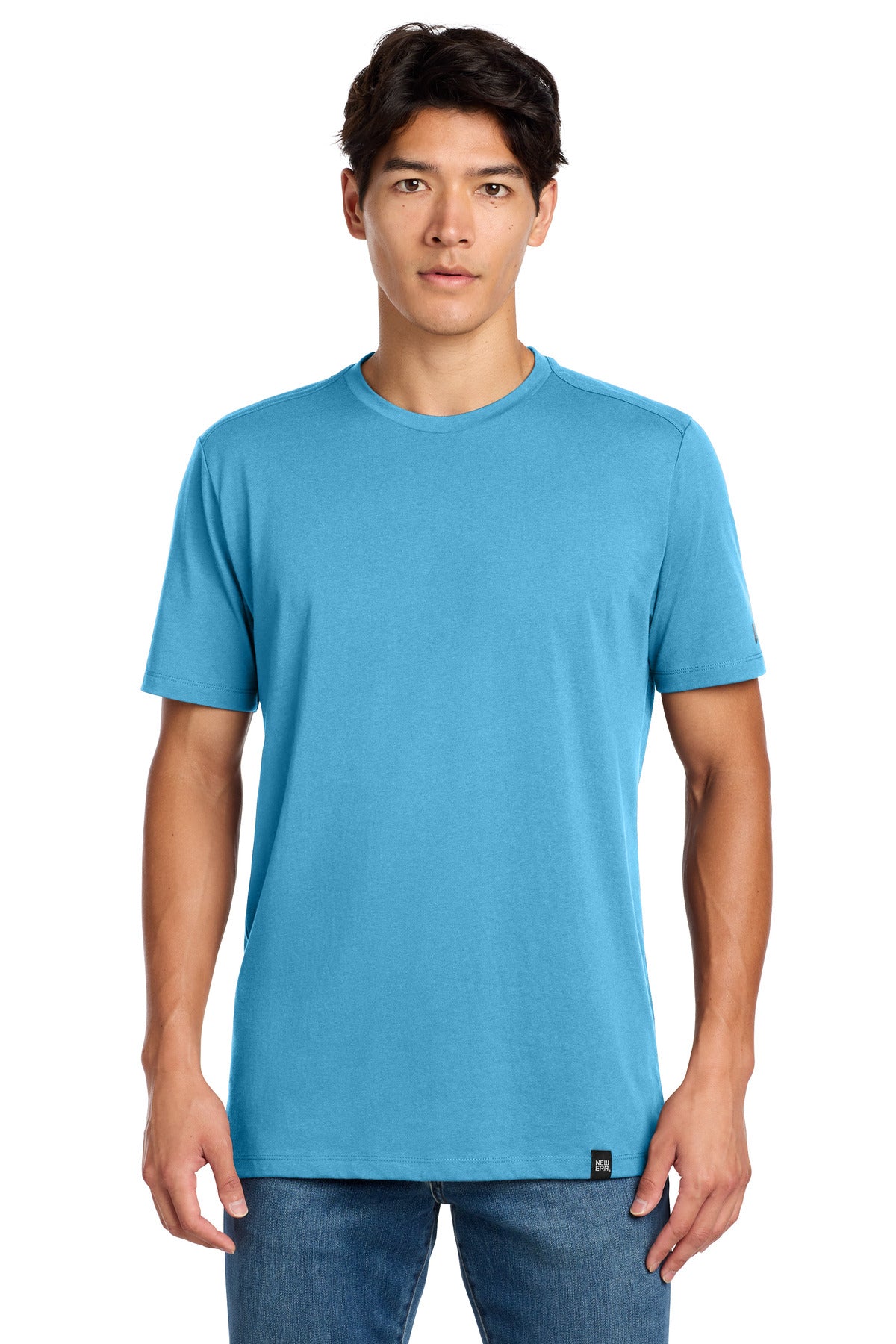New Era Heritage Blend Crew Tee. NEA100 - Sky Blue - front