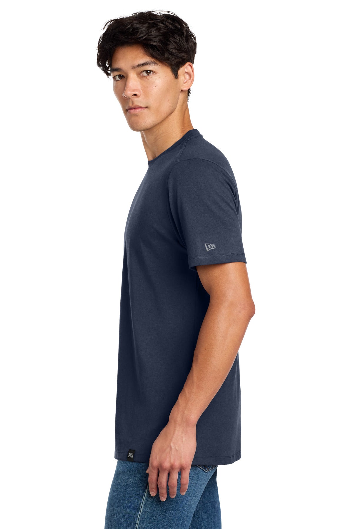 New Era Heritage Blend Crew Tee. NEA100 - True Navy - side