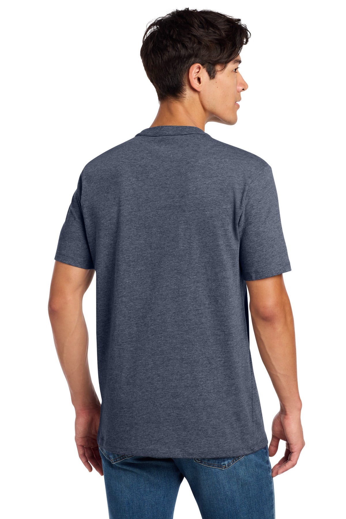New Era Heritage Blend Crew Tee. NEA100 - True Navy Heather - back