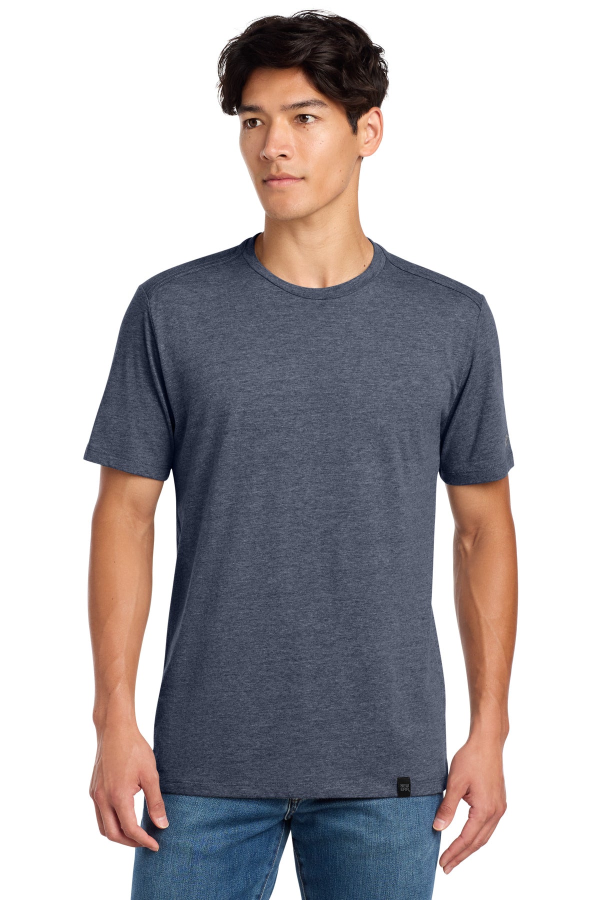 New Era Heritage Blend Crew Tee. NEA100 - True Navy Heather - front