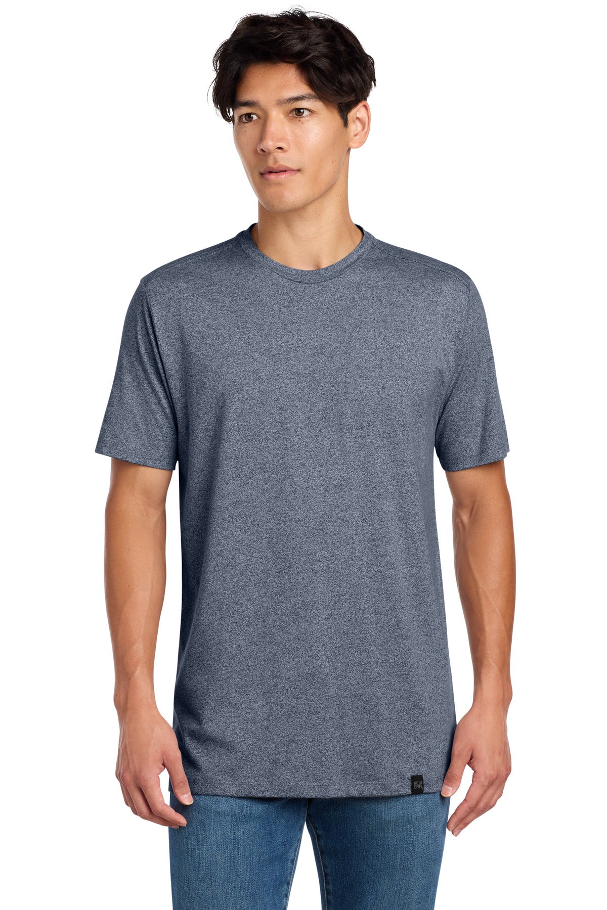 New Era Heritage Blend Crew Tee. NEA100 - True Navy Twist - front
