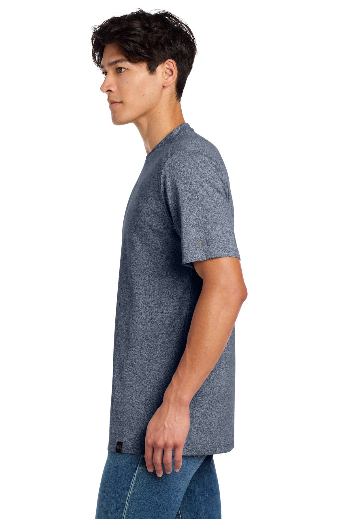 New Era Heritage Blend Crew Tee. NEA100 - True Navy Twist - side