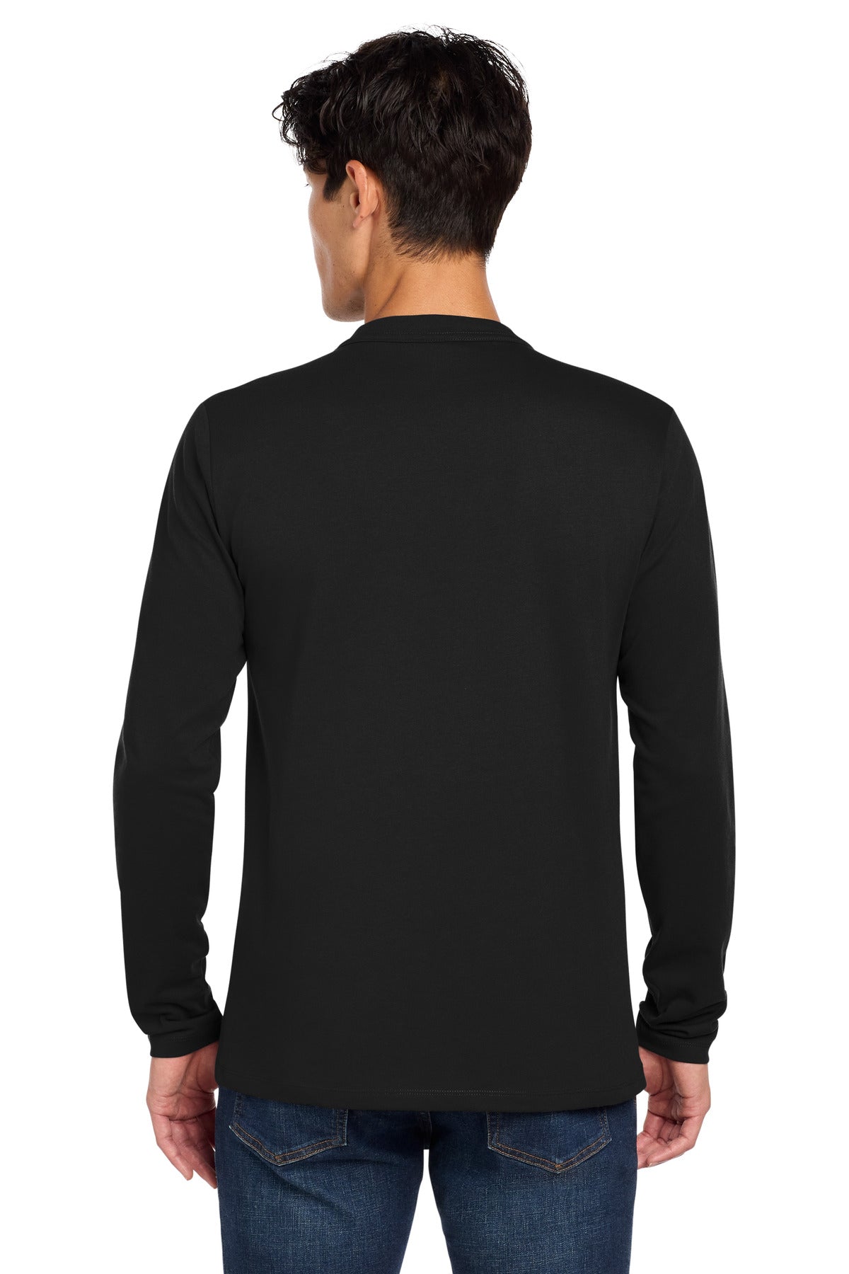 New Era Heritage Blend Long Sleeve Crew Tee. NEA102 - Black - back