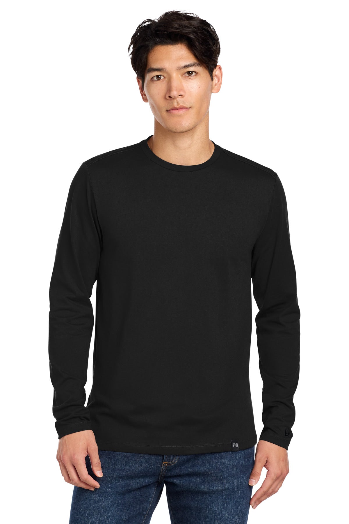 New Era Heritage Blend Long Sleeve Crew Tee. NEA102 - Black - front