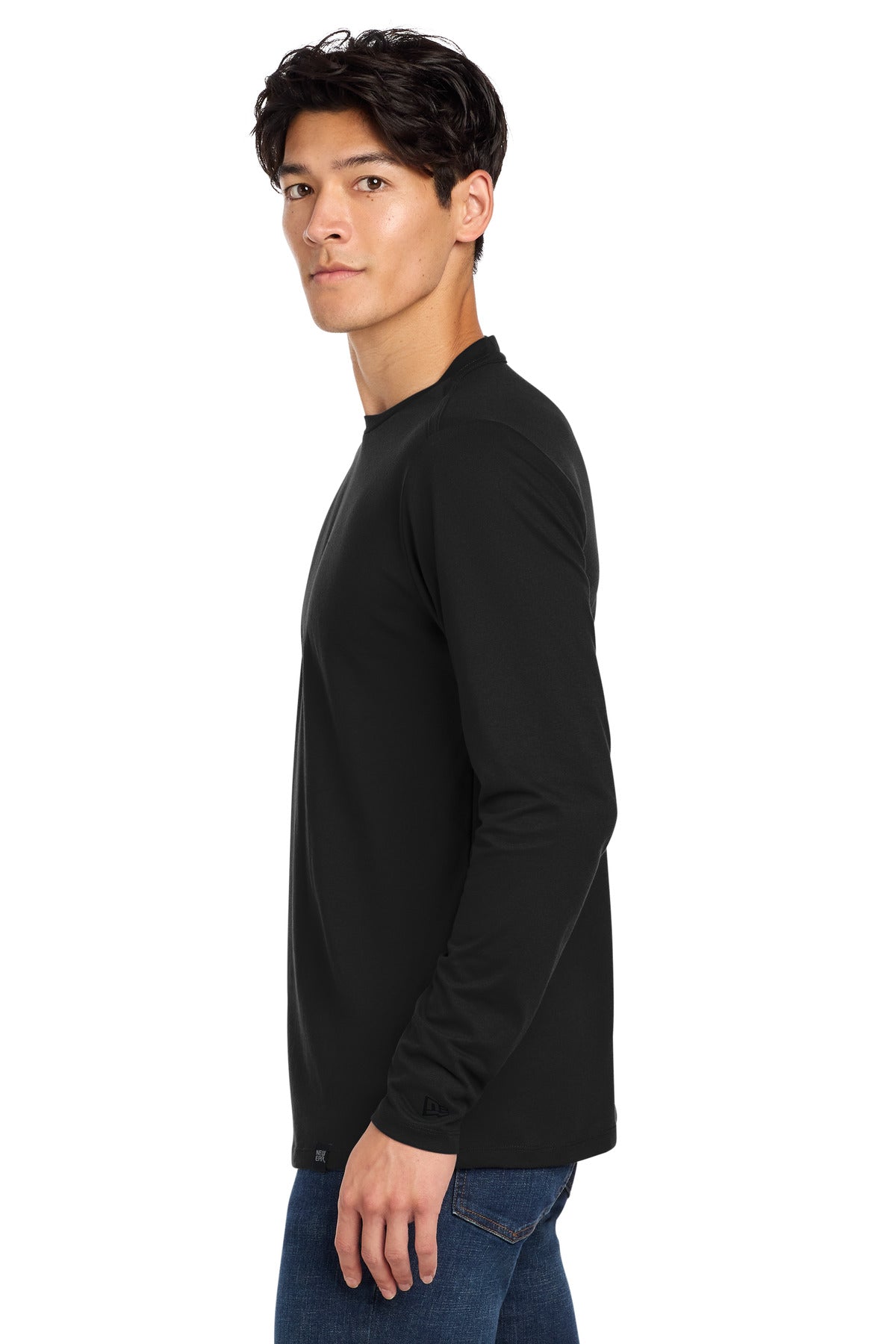 New Era Heritage Blend Long Sleeve Crew Tee. NEA102 - Black - side