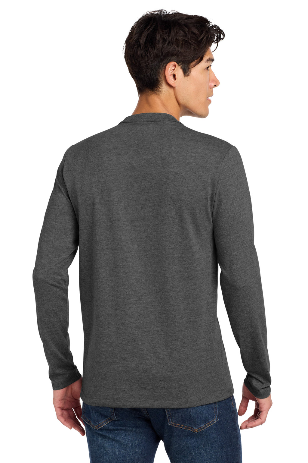 New Era Heritage Blend Long Sleeve Crew Tee. NEA102 - Black Heather - back