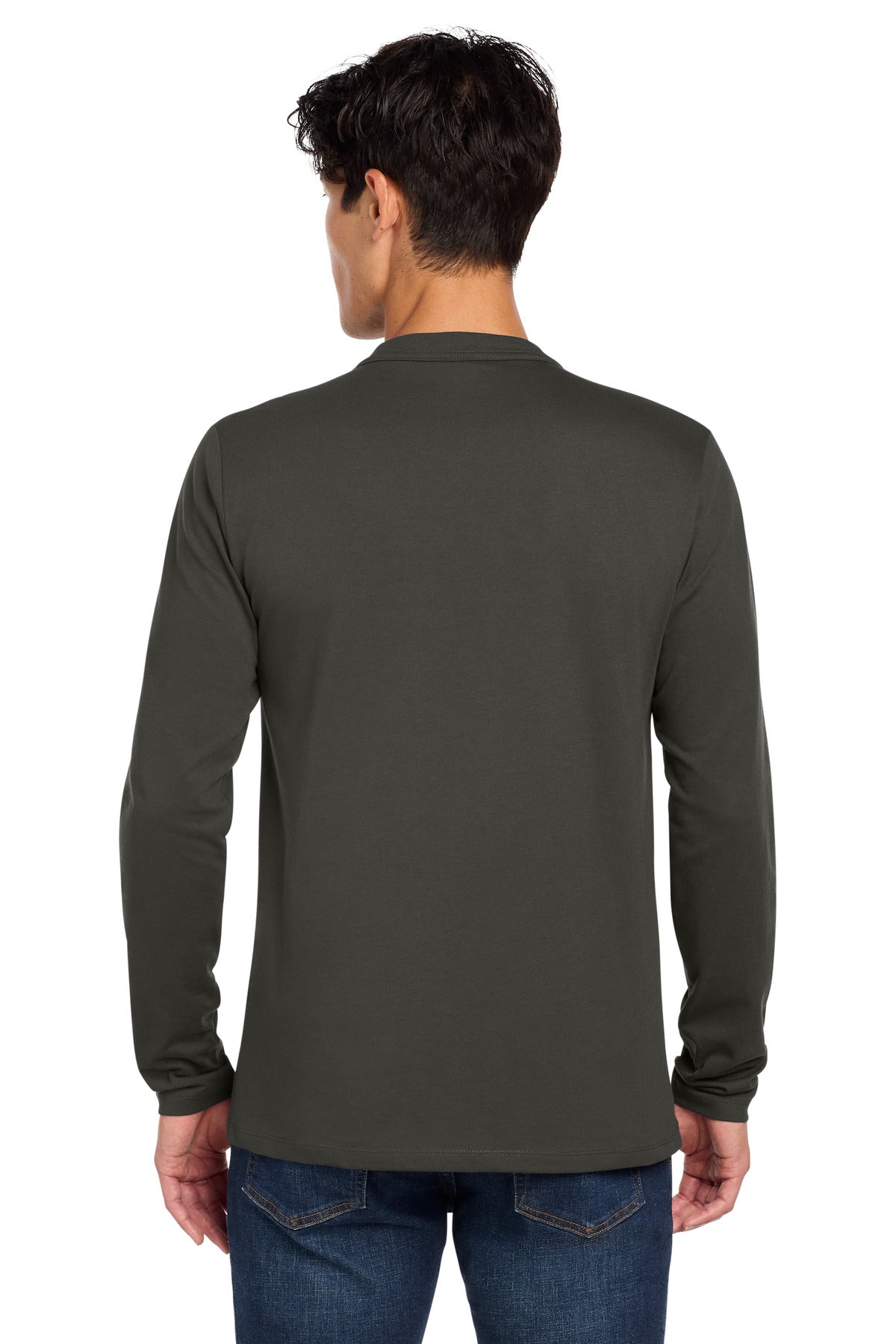 New Era Heritage Blend Long Sleeve Crew Tee. NEA102 - Graphite - back