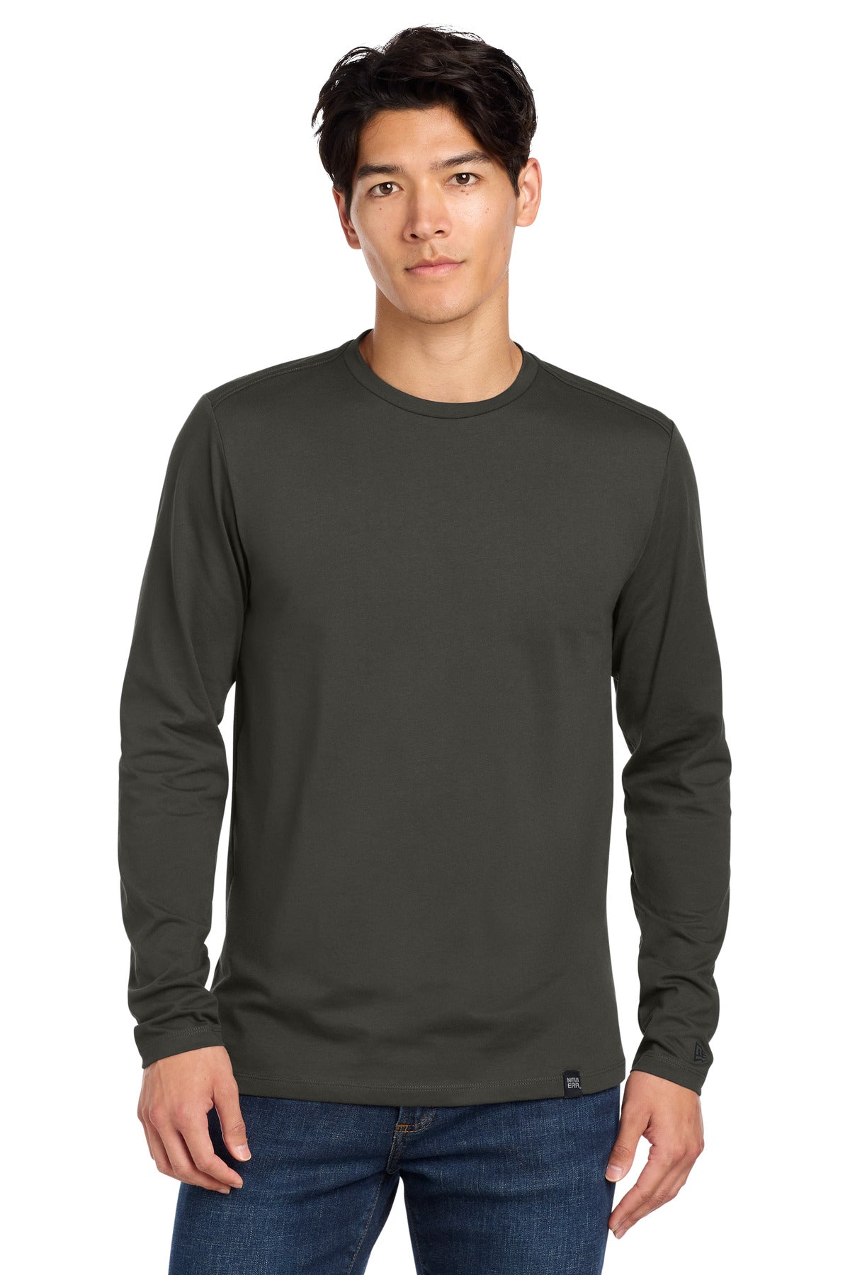 New Era Heritage Blend Long Sleeve Crew Tee. NEA102 - Graphite - front