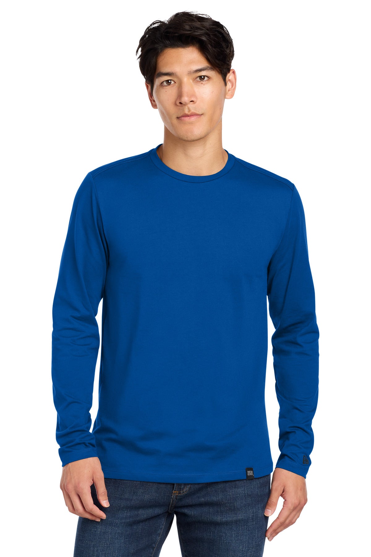 New Era Heritage Blend Long Sleeve Crew Tee. NEA102 - Royal - front